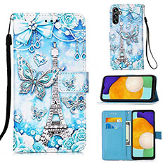 Funda de Cuero Cartera con Soporte Patron de Moda Carcasa Y02B para Samsung Galaxy A13 5G Azul Claro