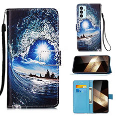 Funda de Cuero Cartera con Soporte Patron de Moda Carcasa Y02B para Samsung Galaxy A15 4G Azul Real