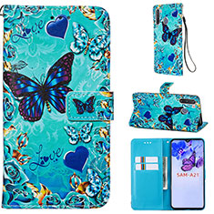 Funda de Cuero Cartera con Soporte Patron de Moda Carcasa Y02B para Samsung Galaxy A21 European Azul Cielo