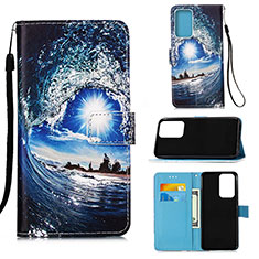 Funda de Cuero Cartera con Soporte Patron de Moda Carcasa Y02B para Samsung Galaxy A33 5G Azul Real