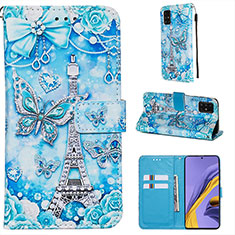 Funda de Cuero Cartera con Soporte Patron de Moda Carcasa Y02B para Samsung Galaxy A51 4G Azul Claro