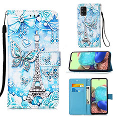 Funda de Cuero Cartera con Soporte Patron de Moda Carcasa Y02B para Samsung Galaxy A71 5G Azul Claro