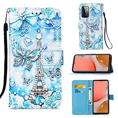 Funda de Cuero Cartera con Soporte Patron de Moda Carcasa Y02B para Samsung Galaxy A72 4G Azul Claro