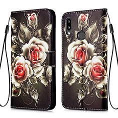 Funda de Cuero Cartera con Soporte Patron de Moda Carcasa Y02B para Samsung Galaxy M01s Negro