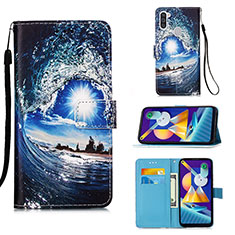 Funda de Cuero Cartera con Soporte Patron de Moda Carcasa Y02B para Samsung Galaxy M11 Azul Real