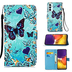 Funda de Cuero Cartera con Soporte Patron de Moda Carcasa Y02B para Samsung Galaxy Quantum4 5G Azul Cielo