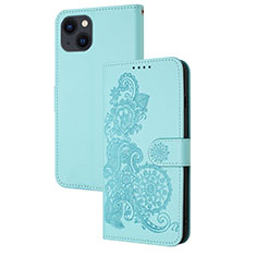 Funda de Cuero Cartera con Soporte Patron de Moda Carcasa Y02X para Apple iPhone 13 Azul Cielo