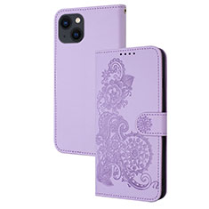 Funda de Cuero Cartera con Soporte Patron de Moda Carcasa Y02X para Apple iPhone 13 Purpura Claro