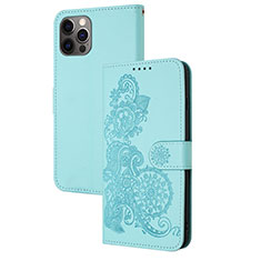 Funda de Cuero Cartera con Soporte Patron de Moda Carcasa Y02X para Apple iPhone 14 Pro Max Azul Cielo