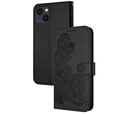 Funda de Cuero Cartera con Soporte Patron de Moda Carcasa Y02X para Apple iPhone 15 Negro