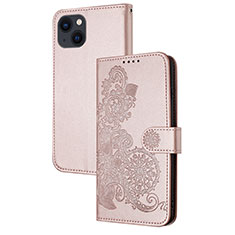 Funda de Cuero Cartera con Soporte Patron de Moda Carcasa Y02X para Apple iPhone 15 Plus Oro Rosa