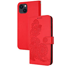 Funda de Cuero Cartera con Soporte Patron de Moda Carcasa Y02X para Apple iPhone 15 Plus Rojo