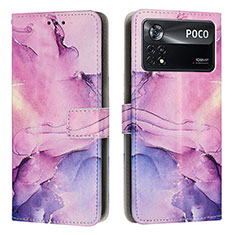 Funda de Cuero Cartera con Soporte Patron de Moda Carcasa Y02X para Xiaomi Poco X4 Pro 5G Morado