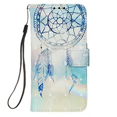 Funda de Cuero Cartera con Soporte Patron de Moda Carcasa Y03B para Samsung Galaxy A01 SM-A015 Azul Claro