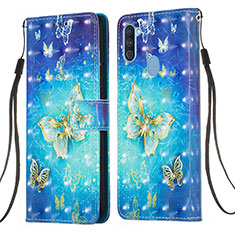 Funda de Cuero Cartera con Soporte Patron de Moda Carcasa Y03B para Samsung Galaxy A11 Azul Cielo