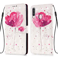 Funda de Cuero Cartera con Soporte Patron de Moda Carcasa Y03B para Samsung Galaxy A20s Rosa