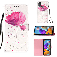 Funda de Cuero Cartera con Soporte Patron de Moda Carcasa Y03B para Samsung Galaxy A21s Rosa