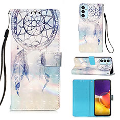 Funda de Cuero Cartera con Soporte Patron de Moda Carcasa Y03B para Samsung Galaxy A24 4G Azul Claro