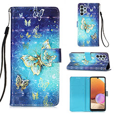 Funda de Cuero Cartera con Soporte Patron de Moda Carcasa Y03B para Samsung Galaxy A32 4G Azul Cielo