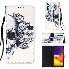 Funda de Cuero Cartera con Soporte Patron de Moda Carcasa Y03B para Samsung Galaxy M14 5G Negro