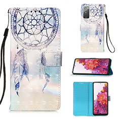 Funda de Cuero Cartera con Soporte Patron de Moda Carcasa Y03B para Samsung Galaxy S20 FE 4G Azul Claro