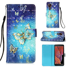 Funda de Cuero Cartera con Soporte Patron de Moda Carcasa Y03B para Samsung Galaxy XCover 5 SM-G525F Azul Cielo