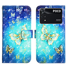 Funda de Cuero Cartera con Soporte Patron de Moda Carcasa Y03B para Xiaomi Poco M4 Pro 4G Azul Cielo