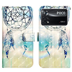 Funda de Cuero Cartera con Soporte Patron de Moda Carcasa Y03B para Xiaomi Redmi Note 11E Pro 5G Azul Claro