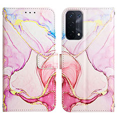 Funda de Cuero Cartera con Soporte Patron de Moda Carcasa Y04B para Oppo A54 5G Rosa