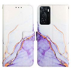 Funda de Cuero Cartera con Soporte Patron de Moda Carcasa Y04B para Oppo A55S 5G Morado