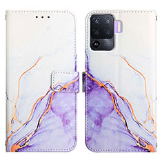 Funda de Cuero Cartera con Soporte Patron de Moda Carcasa Y04B para Oppo Reno5 F Morado