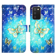 Funda de Cuero Cartera con Soporte Patron de Moda Carcasa Y04B para Samsung Galaxy A02s Azul Cielo