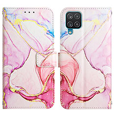 Funda de Cuero Cartera con Soporte Patron de Moda Carcasa Y04B para Samsung Galaxy A12 Nacho Rosa