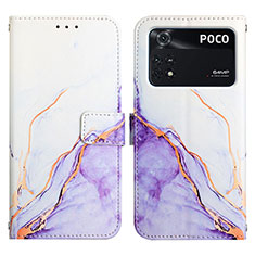 Funda de Cuero Cartera con Soporte Patron de Moda Carcasa Y04B para Xiaomi Poco M4 Pro 4G Morado