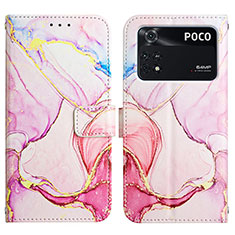 Funda de Cuero Cartera con Soporte Patron de Moda Carcasa Y04B para Xiaomi Poco M4 Pro 4G Rosa