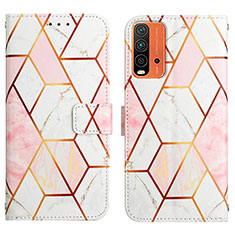 Funda de Cuero Cartera con Soporte Patron de Moda Carcasa Y04B para Xiaomi Redmi 9 Power Blanco