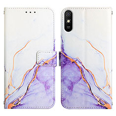 Funda de Cuero Cartera con Soporte Patron de Moda Carcasa Y04B para Xiaomi Redmi 9A Morado