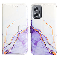 Funda de Cuero Cartera con Soporte Patron de Moda Carcasa Y04B para Xiaomi Redmi Note 11T Pro+ Plus 5G Morado