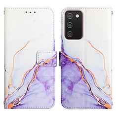 Funda de Cuero Cartera con Soporte Patron de Moda Carcasa Y05B para Samsung Galaxy A02s Purpura Claro