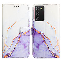 Funda de Cuero Cartera con Soporte Patron de Moda Carcasa Y05B para Samsung Galaxy A03s Purpura Claro