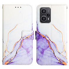 Funda de Cuero Cartera con Soporte Patron de Moda Carcasa YB1 para Xiaomi Redmi Note 12 Turbo 5G Morado