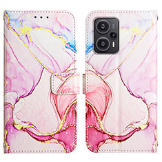 Funda de Cuero Cartera con Soporte Patron de Moda Carcasa YB1 para Xiaomi Redmi Note 12 Turbo 5G Rosa