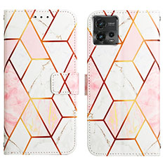 Funda de Cuero Cartera con Soporte Patron de Moda Carcasa YB4 para Motorola Moto G72 Blanco