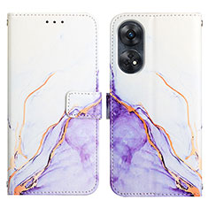 Funda de Cuero Cartera con Soporte Patron de Moda Carcasa YB4 para Oppo Reno8 T 4G Morado