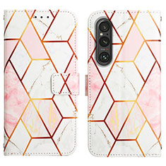 Funda de Cuero Cartera con Soporte Patron de Moda Carcasa YB4 para Sony Xperia 1 V Blanco