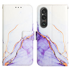 Funda de Cuero Cartera con Soporte Patron de Moda Carcasa YB4 para Sony Xperia 1 V Morado