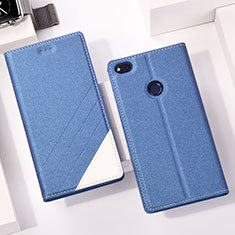 Funda de Cuero Cartera con Soporte R01 para Huawei P9 Lite (2017) Azul