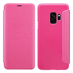 Funda de Cuero Cartera con Soporte S01 para Samsung Galaxy S9 Rosa Roja