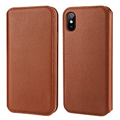 Funda de Cuero Cartera para Apple iPhone Xs Marron