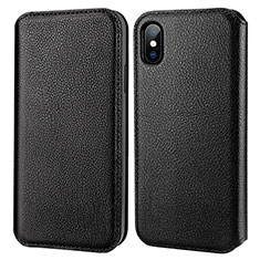 Funda de Cuero Cartera para Apple iPhone Xs Negro